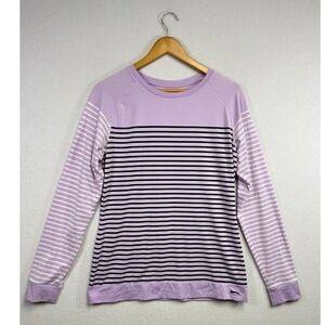 Slazenger Womens Purple Striped Long Sleeve Athletic Pullover Sweatshirt Size M
